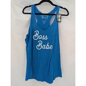 Chillionaire Tank Top Women's Blue L Boss Babe Racerback Cotton Blend